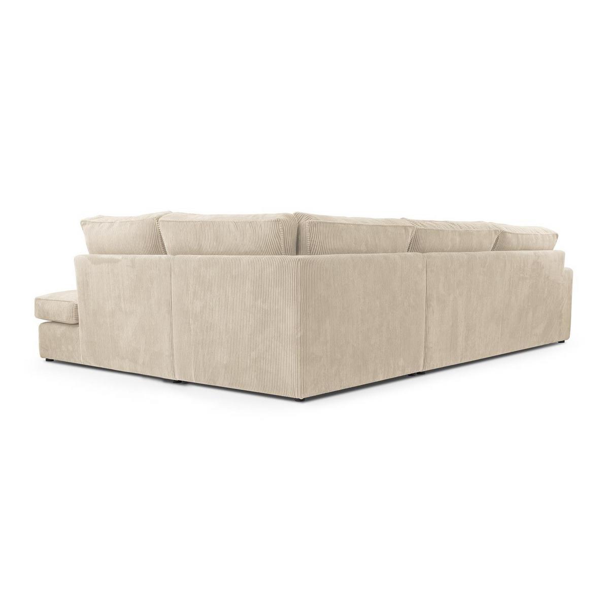 ECKSOFA Parma ohne Schlaffunktion, Cord-Stoff, Creme, Rechts - Beige/Schwarz, Textil (314/224cm) - Beautysofa