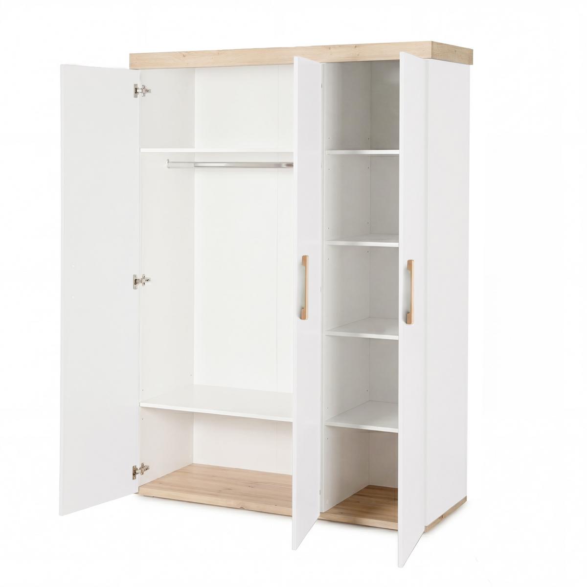 KINDERKLEIDERSCHRANK Jimmy Weiß - Weiß, Holzwerkstoff (138/195/53cm) - Roba