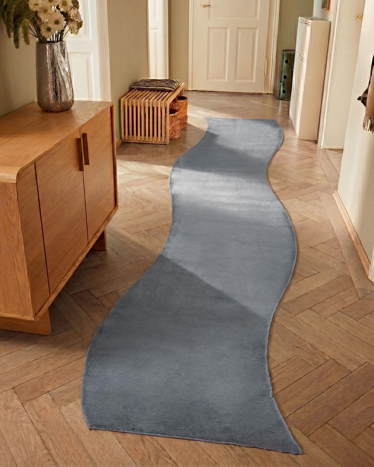 TEPPICH Dunkelgrau 80/300 cm Tangra - Dunkelgrau/Grau, Kunststoff (80/300cm) - Beliani