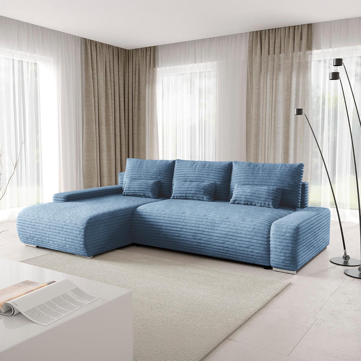 ECKSOFA Ivana 3 Sitzplätze Hellblau - Blau, Holz (265/172cm) - Petits-meubles