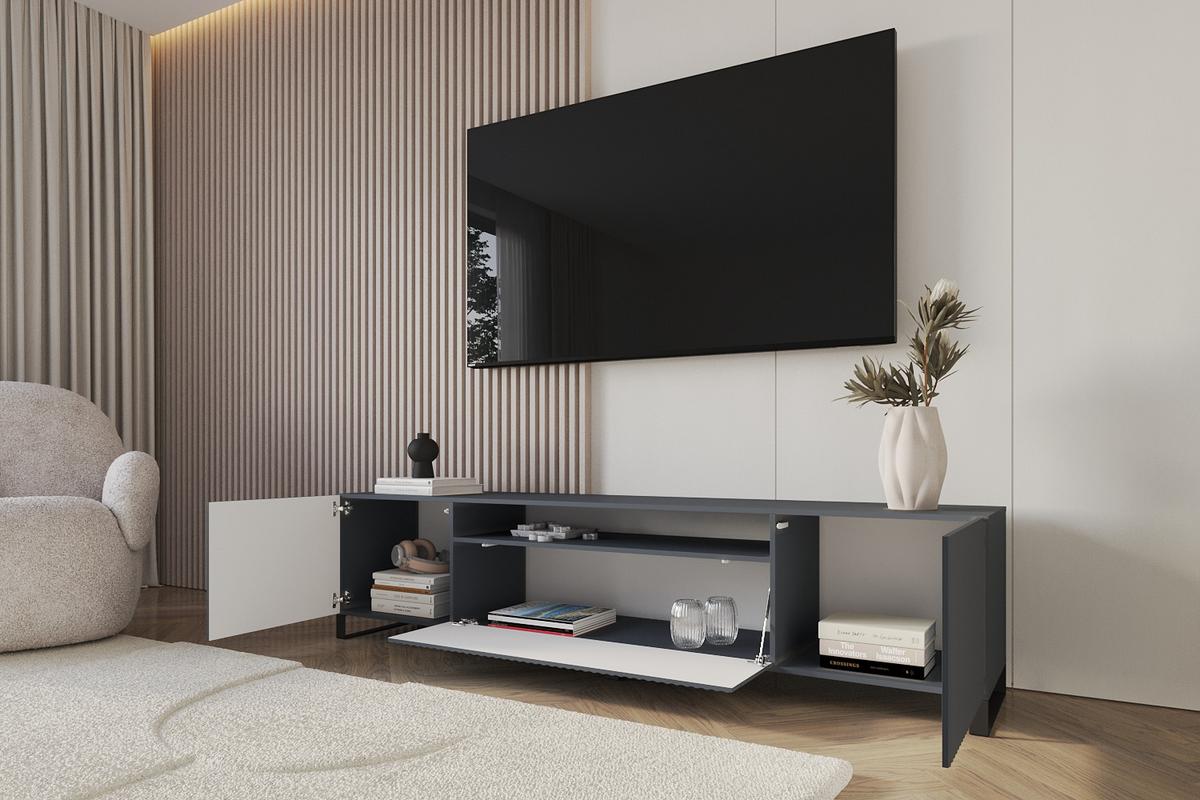 LOWBOARD NOA-2-S 200x53x41 cm - Graphit - Graphitfarben/Schwarz, Holzwerkstoff (200/53/41cm) - ALTDECOR