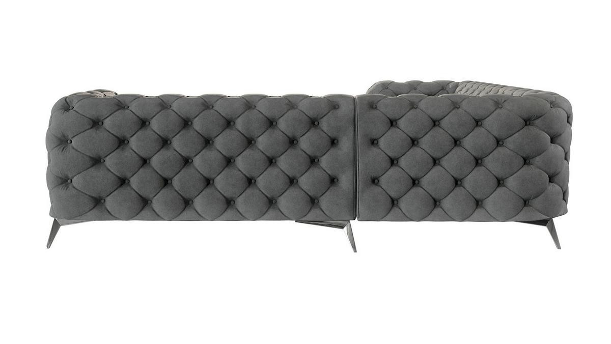ECKSOFA Chesterfield Laura Grau Samt - Silberfarben/Grau, Holz/Textil (264/264cm) - S-Style Möbel