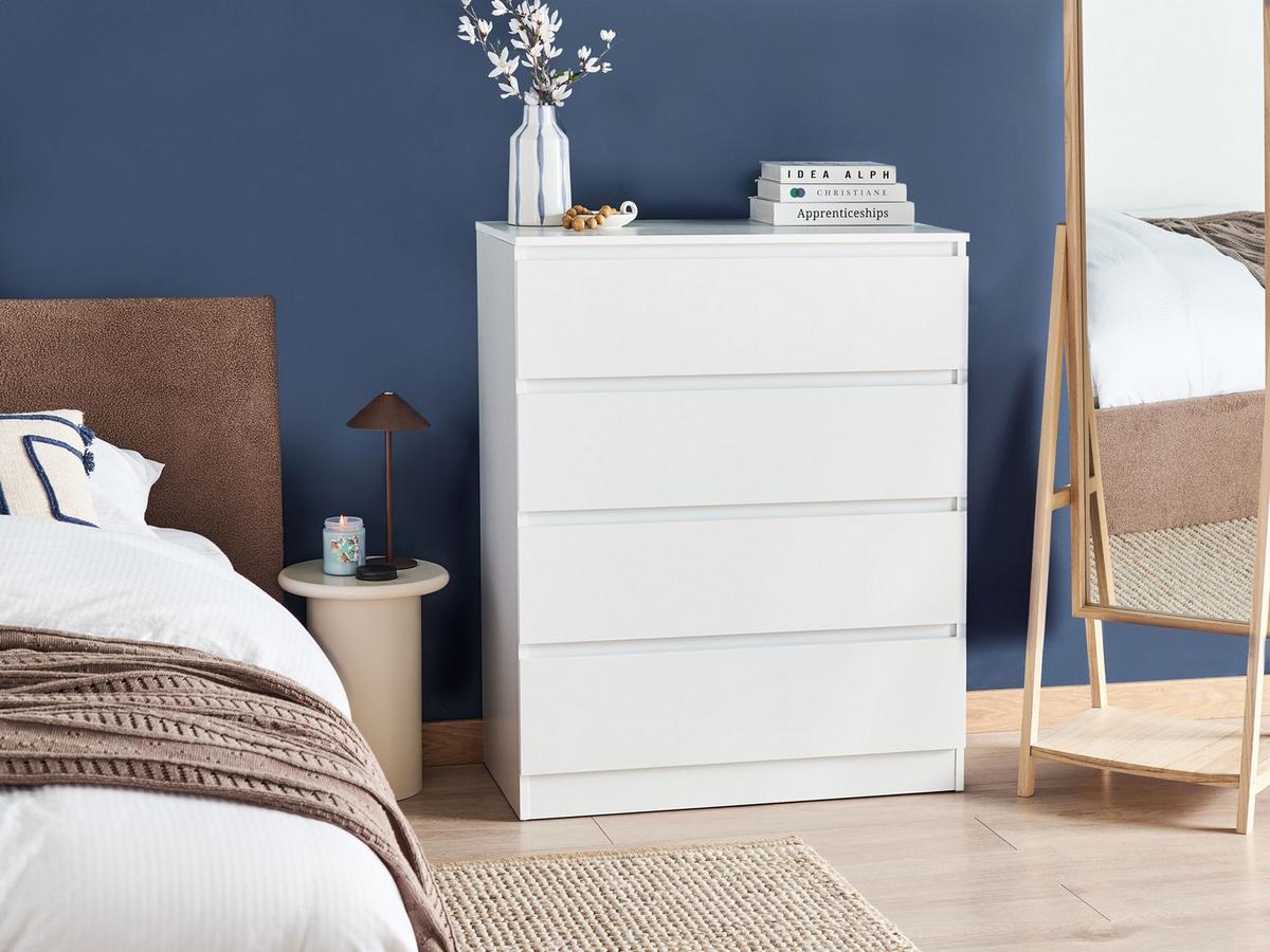 KOMMODE mit 4 Schubladen Weiß Winnipeg - Weiß, Holzwerkstoff (80/100/40cm) - Beliani