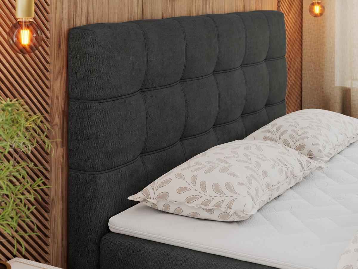 BOXBETT ERNI 140/200 - Dunkelgrau Strukture - H4 - Dunkelgrau, Holz/Textil (140/200cm) - MKS