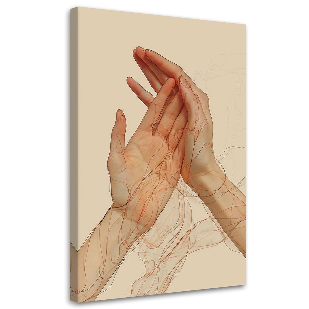 LEINWANDBILD Minimalistische Abstraktion Hände 70x100cm - Beige, Textil (70/100cm) - Feeby