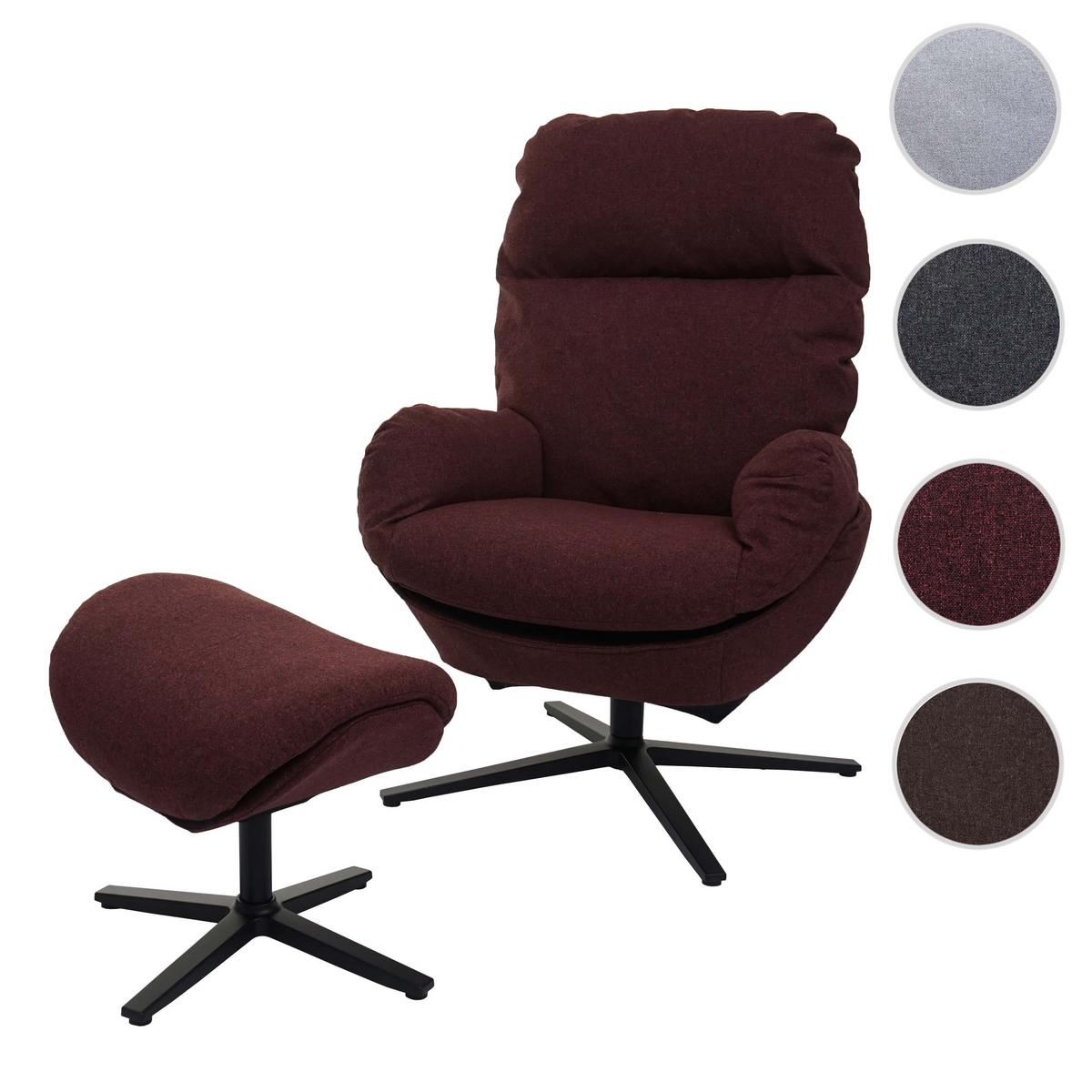 RELAXSESSEL + HOCKER Bordeaux - Bordeaux, Textil (72/101/73cm) - MCW