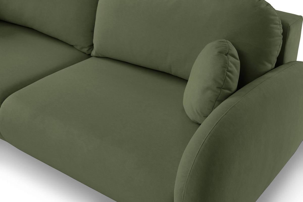 BETTSOFA AGIO Grün Plüsch-Stoff mit Schlaffunktion - Grün, Holz (232/95/109cm) - MASSENO
