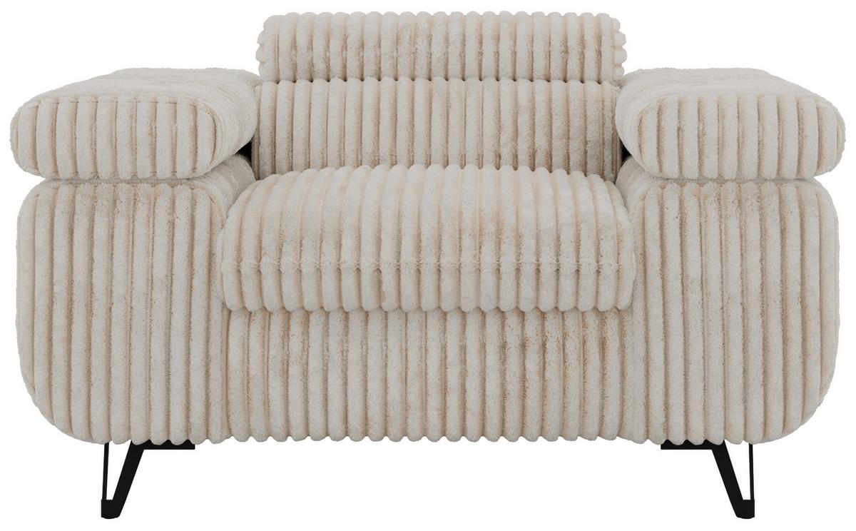 SESSEL PETER 1 - Beige Cord - Beige/Creme, Textil/Metall (126/76/99cm) - MKS