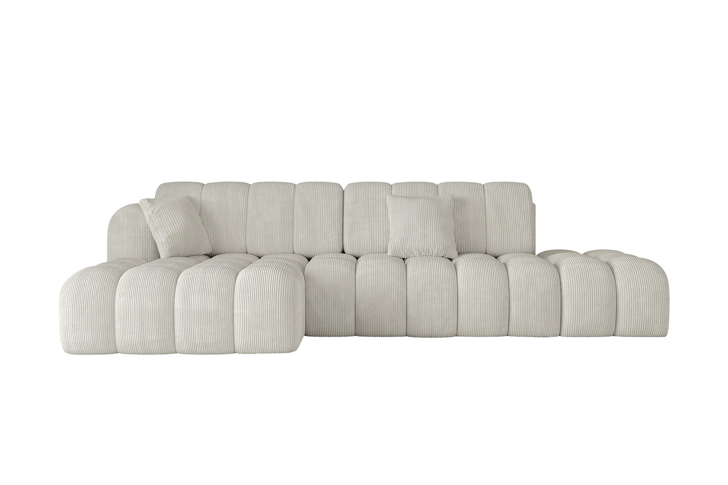 ECKSOFA mit Schlaffunktion Ottomane Links OLEA-L2 321x164x75 Creme Cord - Ecru/Schwarz, Holzwerkstoff/Kunststoff (321/164cm) - ALTDECOR