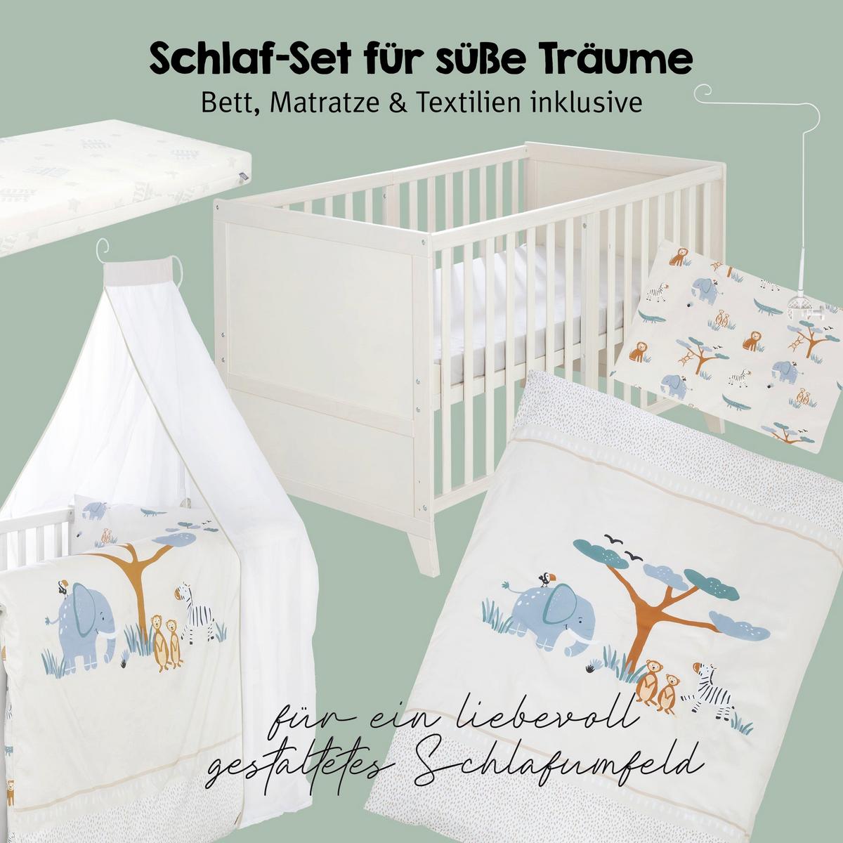 BABYBETTSET 'Savanna Friends' 70 x 140 inkl. kompletter Ausstattung - Naturgrau / Beige - Beige/Weiß, Holz (70/140cm) - Roba