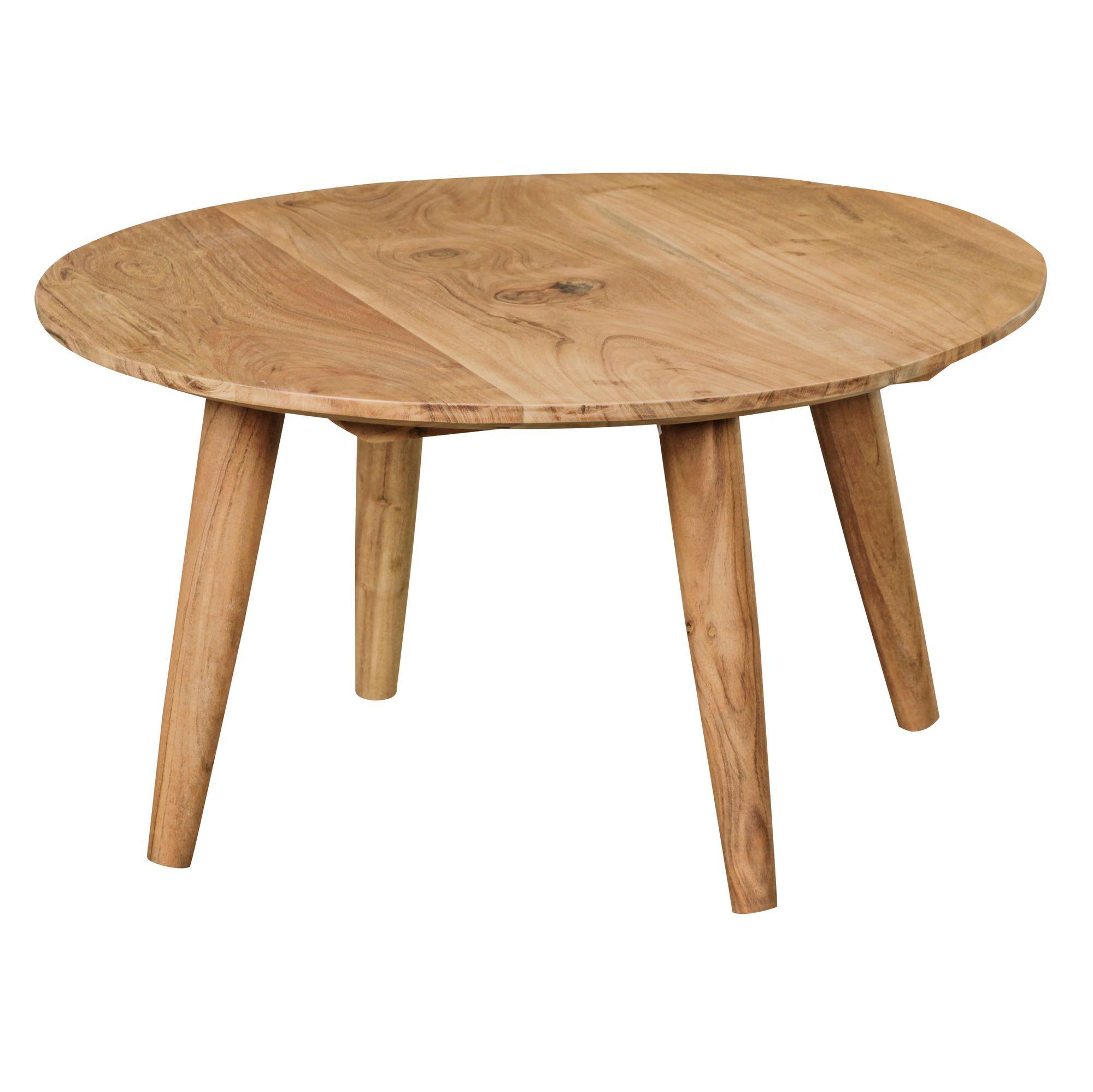 COUCHTISCH Akazien-Massivholz Rund 75x40cm, Vierbeinig Landhausstil - Braun/Akaziefarben, Holz (75/75/40cm) - KADIMA DESIGN
