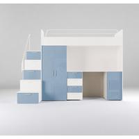 WEISSES Kinderset RAJ 4, Hochglanz - Weiß/Hellblau, Holzwerkstoff (254/180/55cm) - Lookway