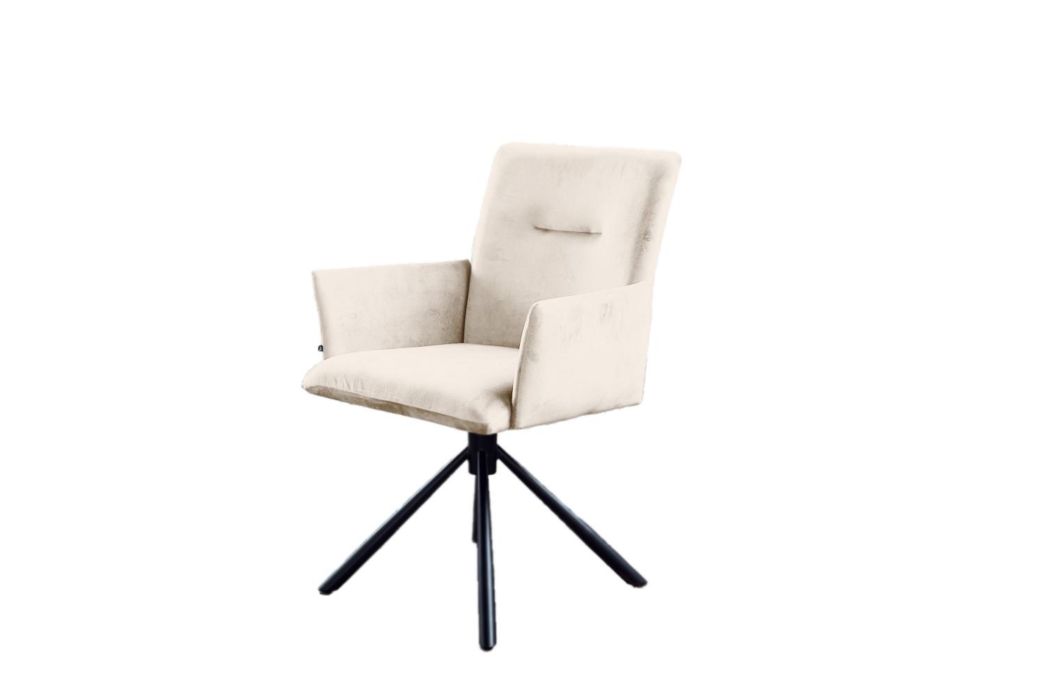ESSZIMMERSTUHL KYRA Cremeweiß Velvet Drehbar (360°) (1er-Set) - Creme, Kunststoff/Textil (64/88/61cm) - KAWOLA