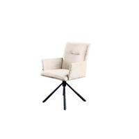 ESSZIMMERSTUHL KYRA Cremeweiß Velvet Drehbar (360°) (1er-Set) - Creme, Kunststoff/Textil (64/88/61cm) - KAWOLA