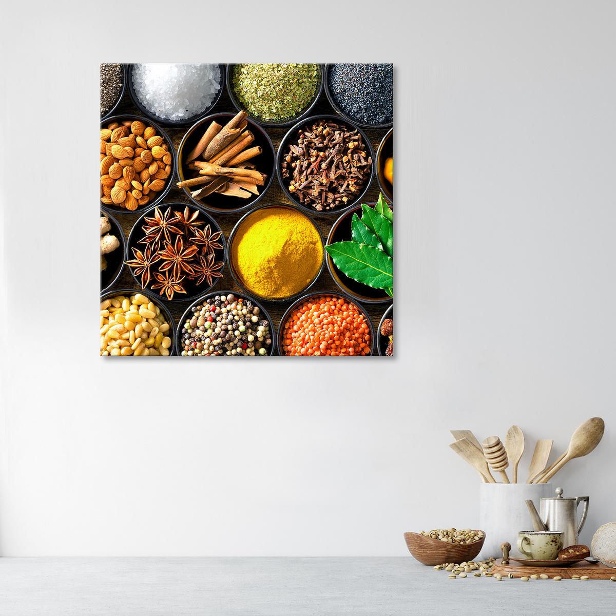 WANDBILD küchen gewürze - Multicolor, Textil (30/30cm) - Feeby