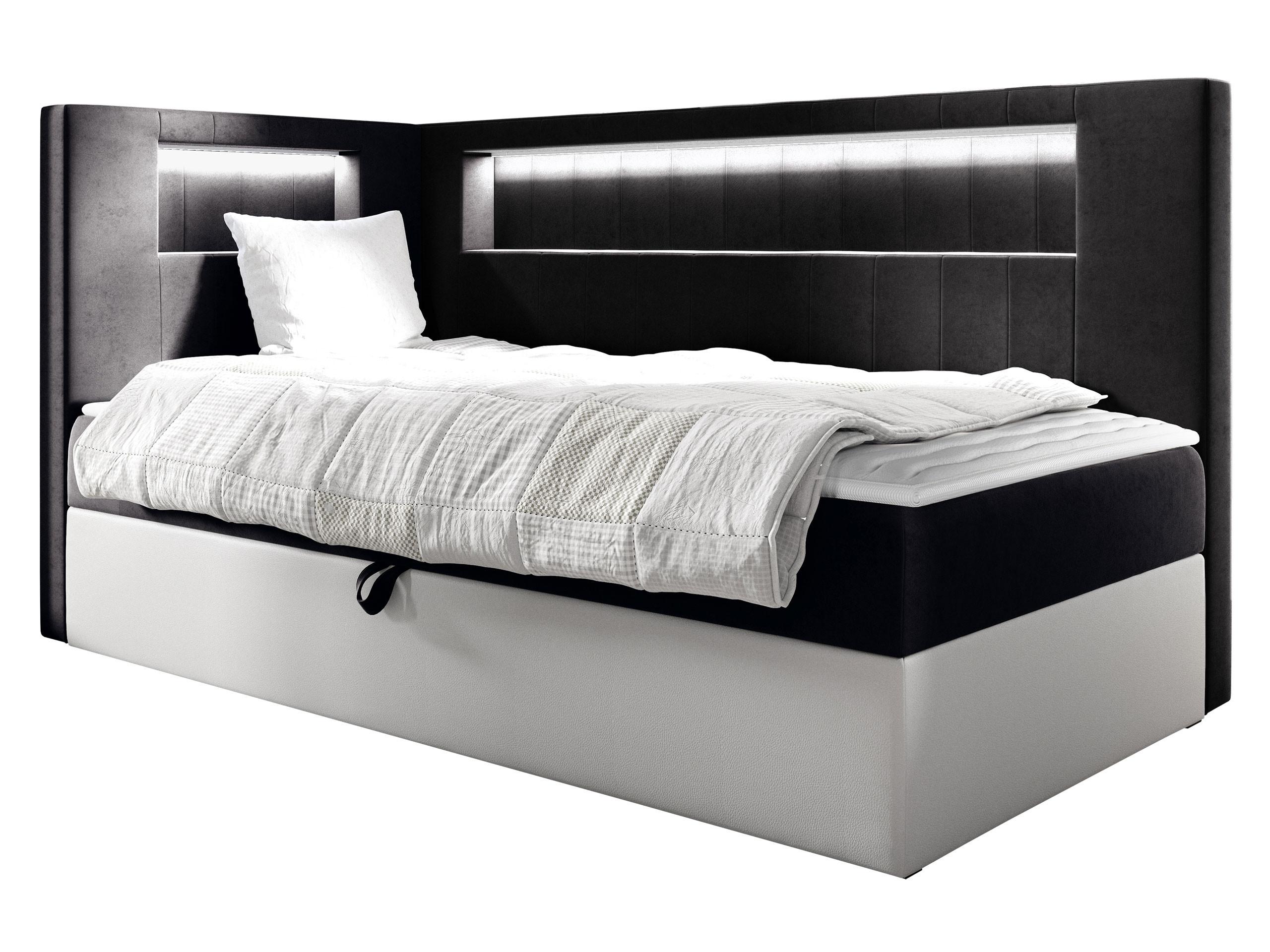 BOXBETT Gold Junior 3, Seite zum Öffnen des Bettkastens: Links - H3 - Schwarz/Weiß, Holz (90/200cm) - MIRJAN24