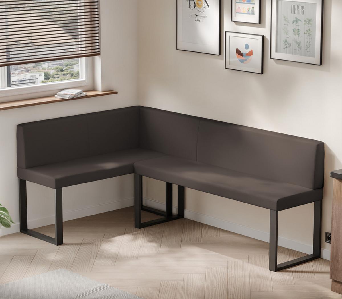 ECKBANK links SANA U Kunstleder glatt, 142/196 cm Braun - Braun, Kunststoff/Textil (142/196cm) - Idohome