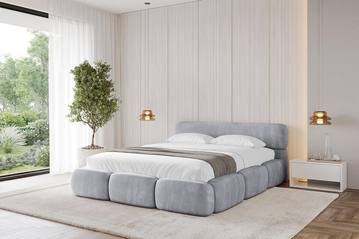 POLSTERBETT mit Bettkasten und Lattenrost, Boxbett ohne Matratze - ELVA-v1 180x200 Hellgrau - Hellgrau, Holzwerkstoff/Textil (180/200cm) - ALTDECOR