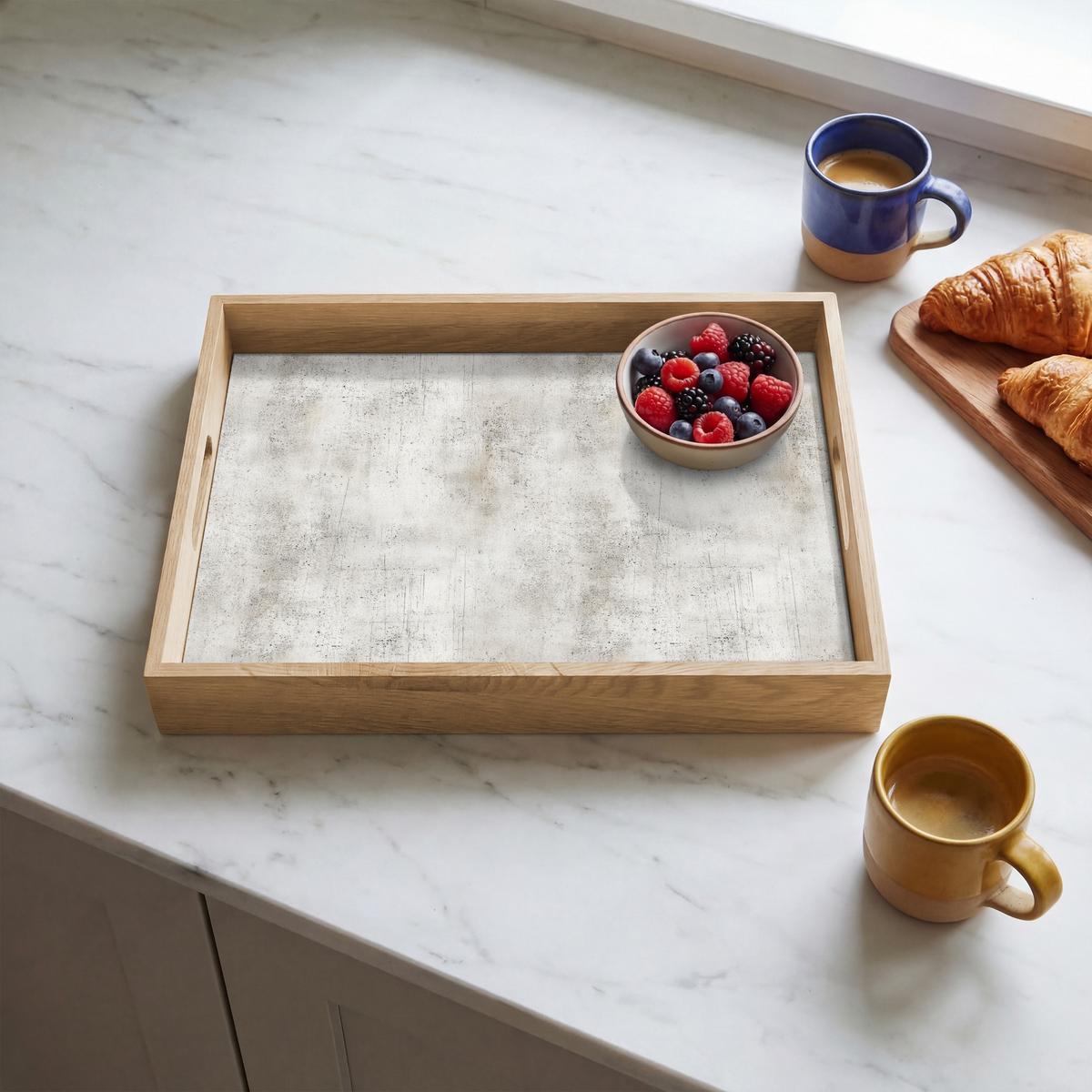 TABLETT Grau - Beton - Verwittert 40x30 cm - Hellgrau, Holz (40/5/5cm) - OnlyWow