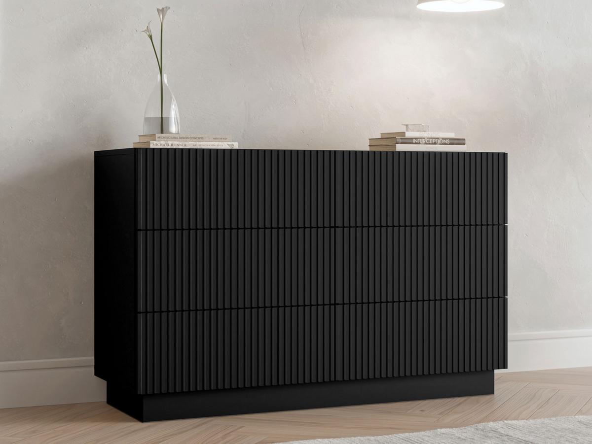 KOMMODE Liverti 6SZ - Schwarz, Holzwerkstoff/Kunststoff (120/80/40cm) - MIRJAN24