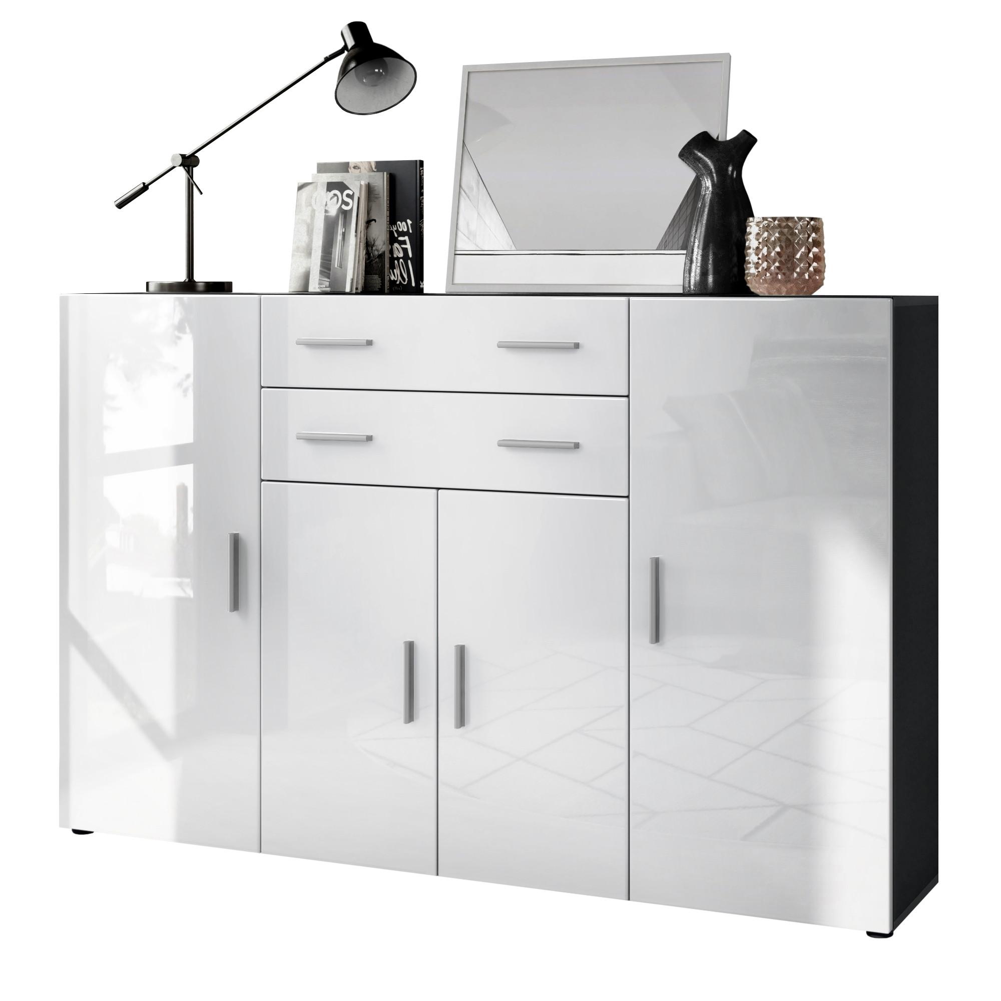 HIGHBOARD Aron Fronten in Weiß Hochglanz - Weiß Hochglanz, Holzwerkstoff (166.5/106.5/35cm) - Vladon
