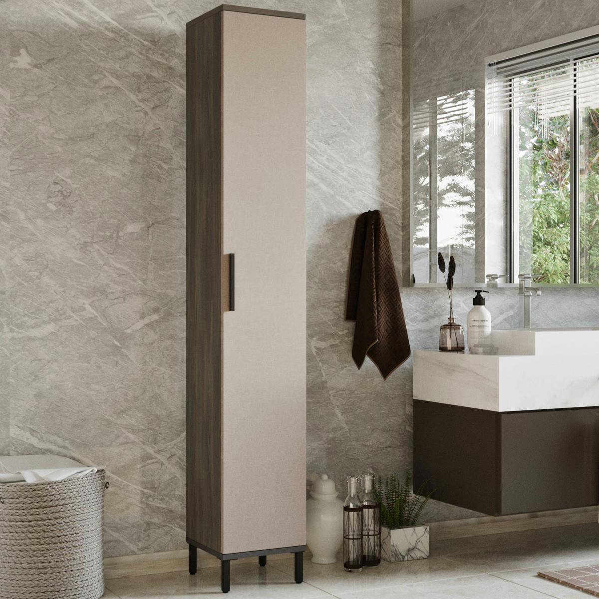 HIGHBOARD Lieto - Eichefarben/Beige, Holzwerkstoff/Metall (29.5/183.5/29.5cm) - [en.casa]