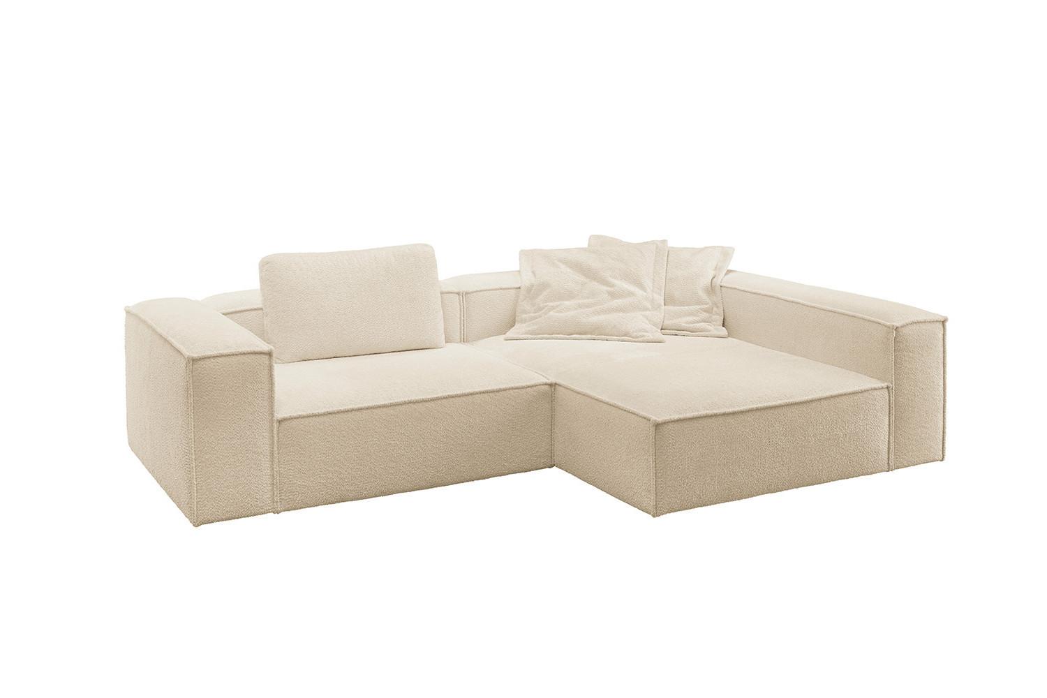 ECKSOFA CARMO Beige Flachgewebe - Beige/Schwarz, Kunststoff/Textil (306/191cm) - KAWOLA