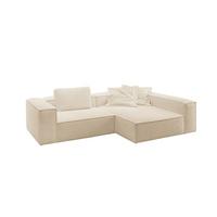 ECKSOFA CARMO Beige Flachgewebe - Beige/Schwarz, Kunststoff/Textil (306/191cm) - KAWOLA