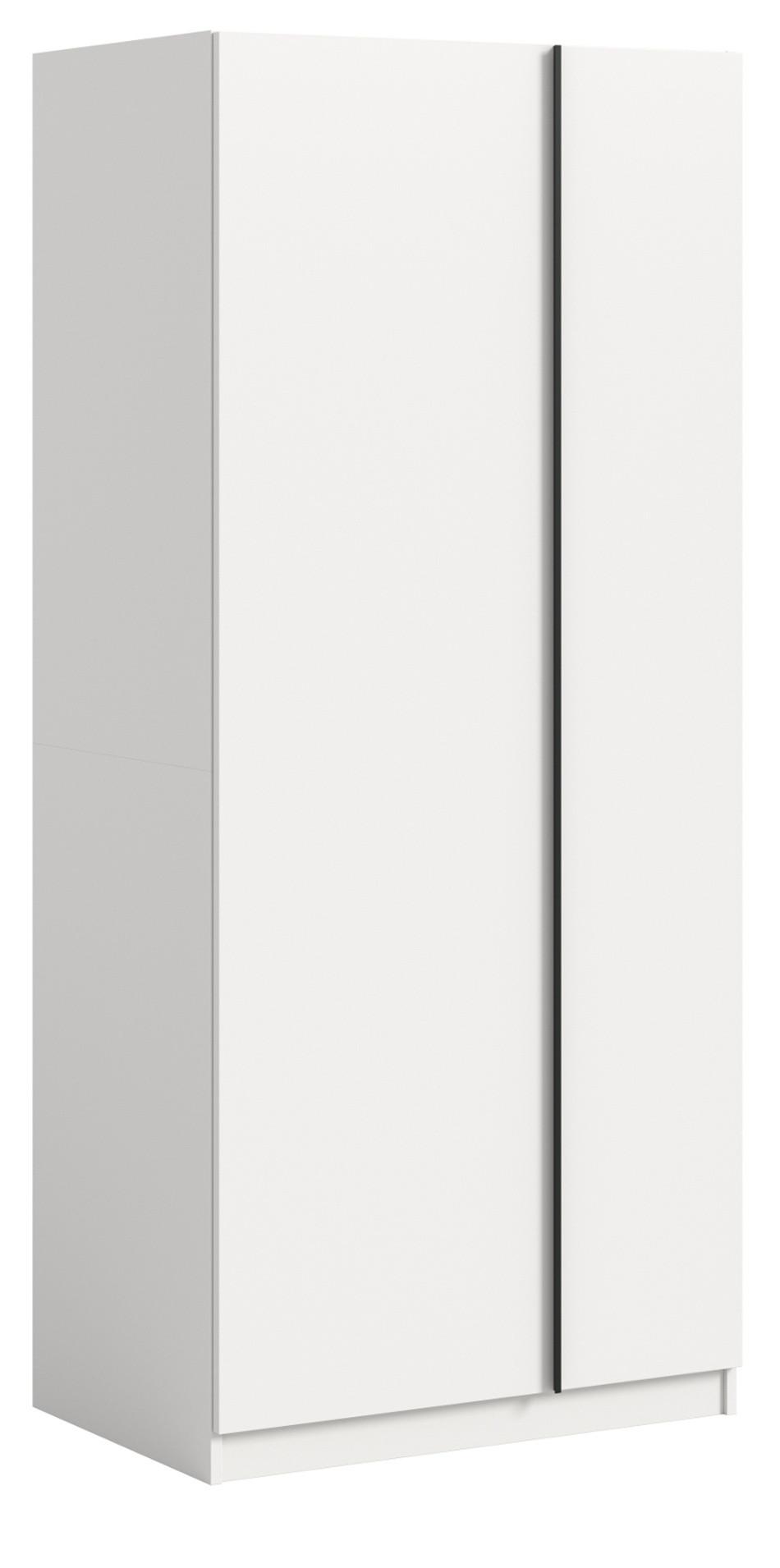 KLEIDERSCHRANK weiß 2-türig 80 x 183 cm, Drehtürenschrank inklusive Kleiderstange - Schwarz/Weiß, Holzwerkstoff/Kunststoff (80/183/53cm) - Inn.Furn