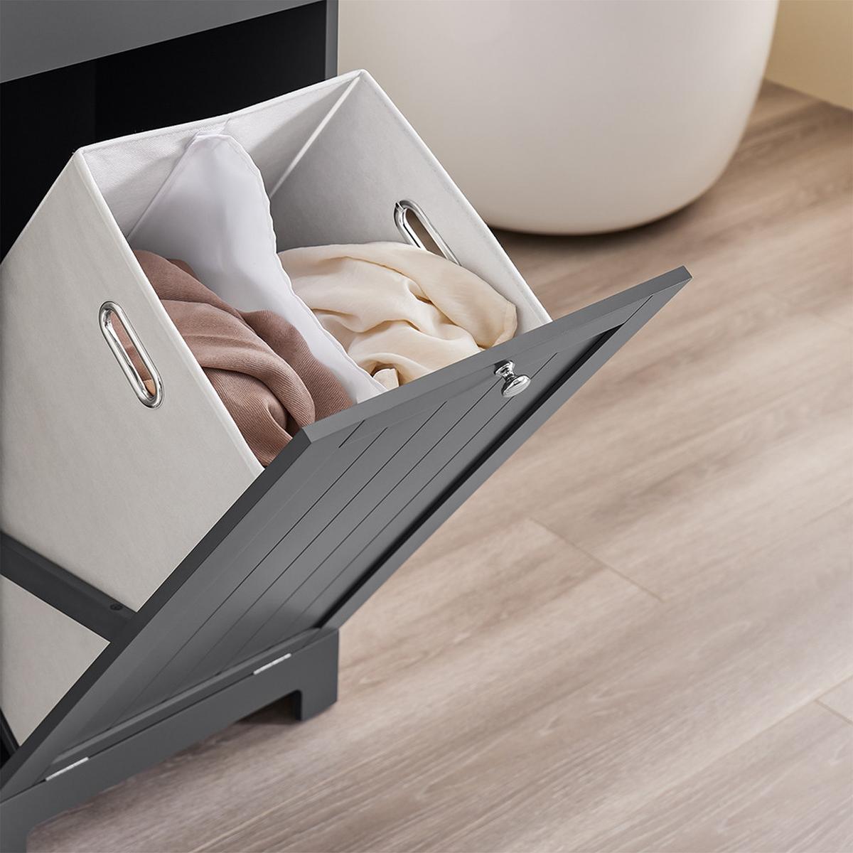 BADUNTERSCHRANK mit einer Schublade Dunkelgrau 40x38x91cm Modern - Dunkelgrau, Holzwerkstoff (38/91/40cm) - SoBuy