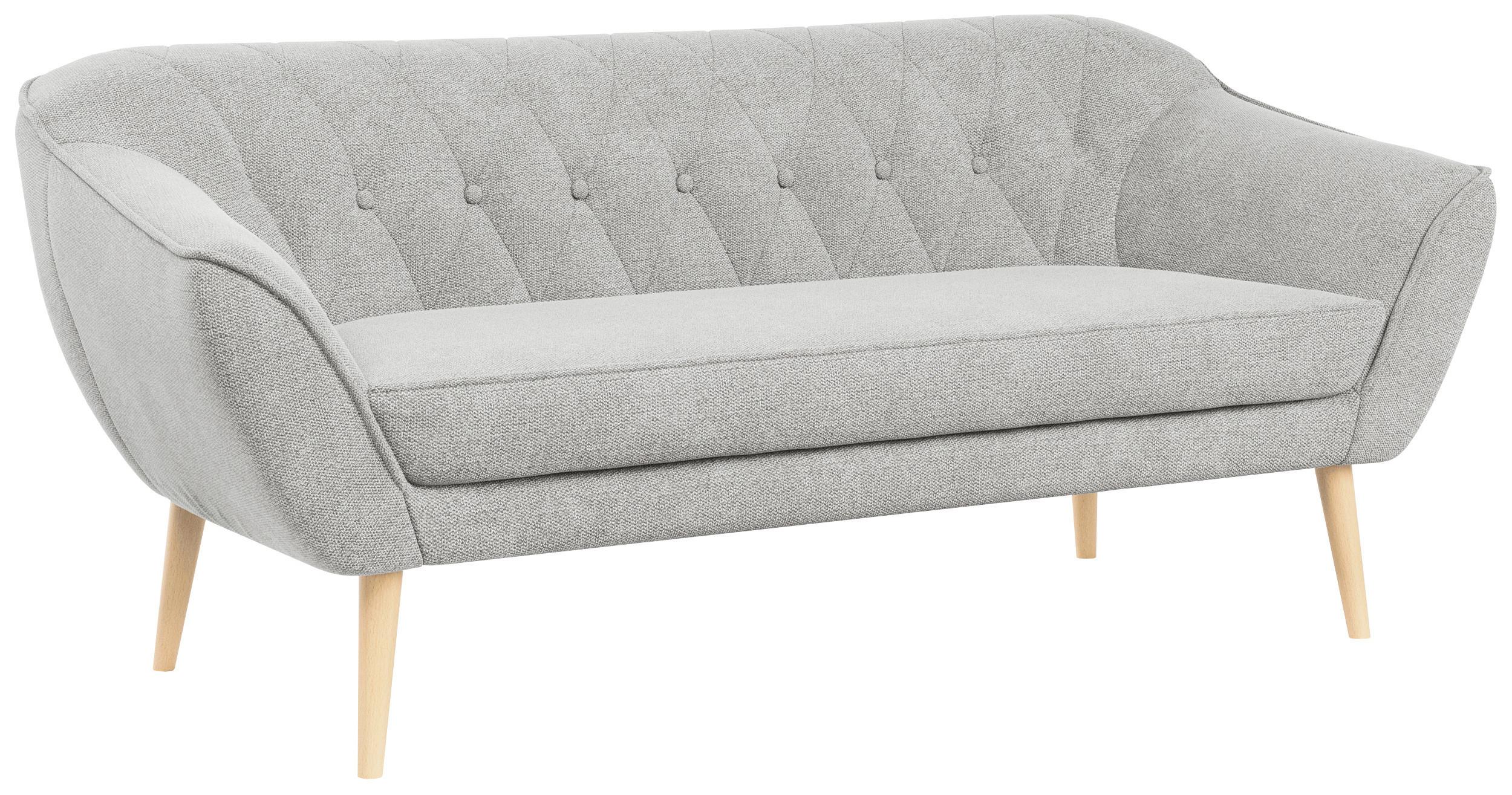 SOFA Pirs 3 Sitzer Strukture Hellgrau - Hellgrau/Braun, Holz/Textil (180/75/74cm) - MKS