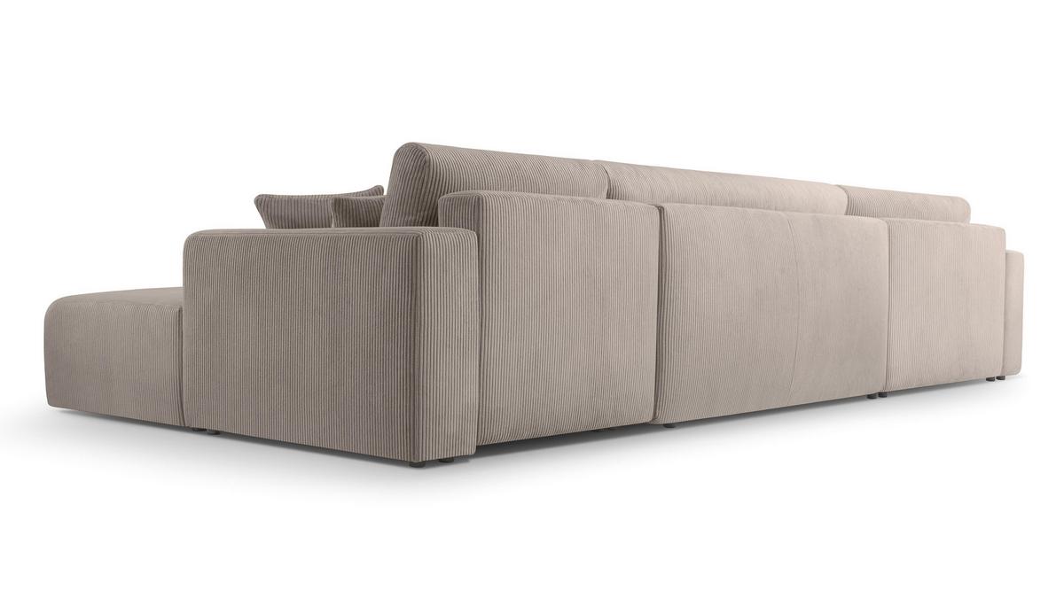 WOHNLANDSCHAFT Catea Beige 364/145/85 cm mit Schlaffunktion - Beige/Schwarz, Kunststoff/Textil (364/84/145cm) - AX Living