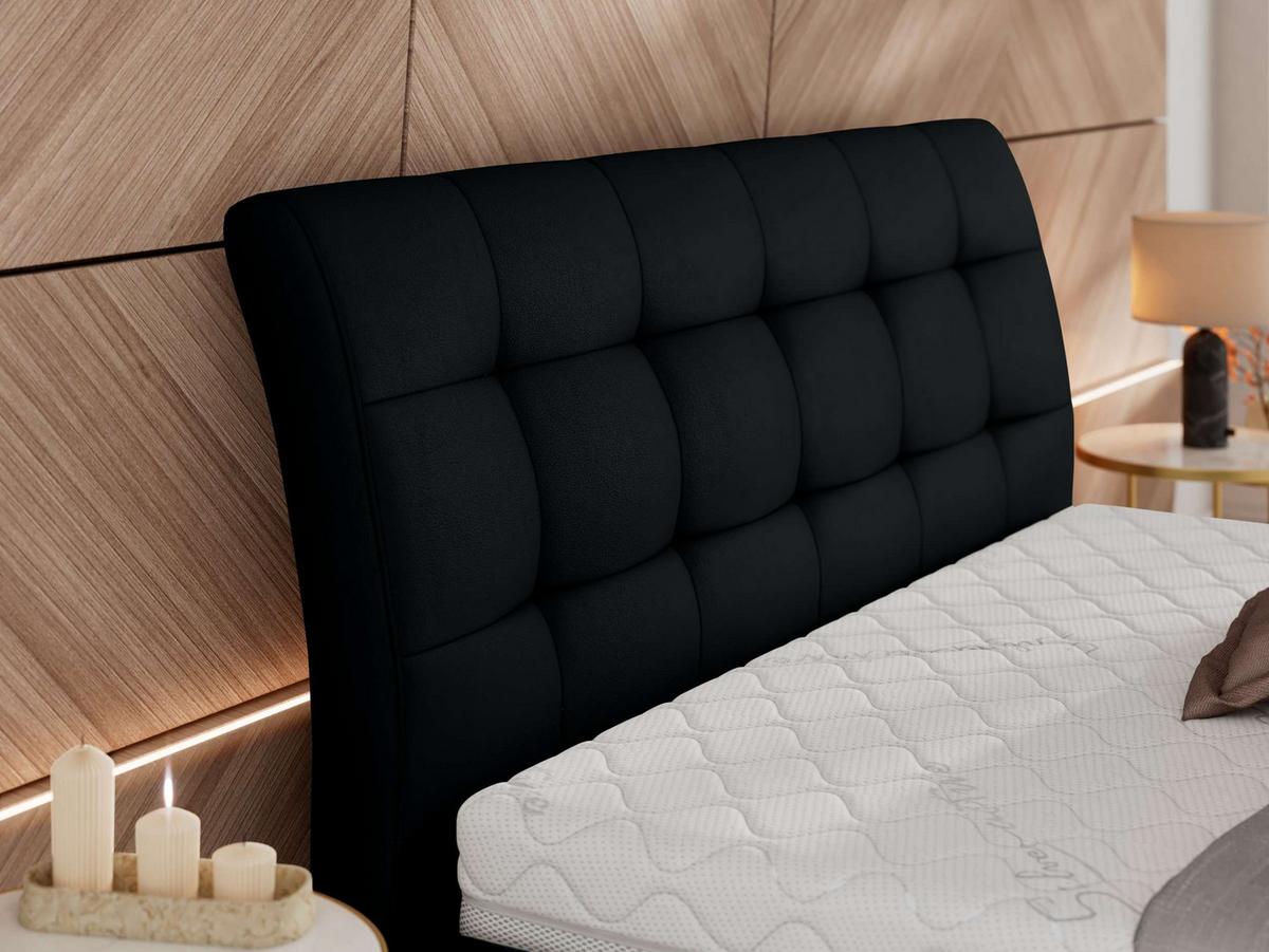 POLSTERBETT GALA CLASSIC 200/200 - Schwarz Kunstleder - Multipocket-Matratze - Schwarz, Textil (200/200cm) - MKS