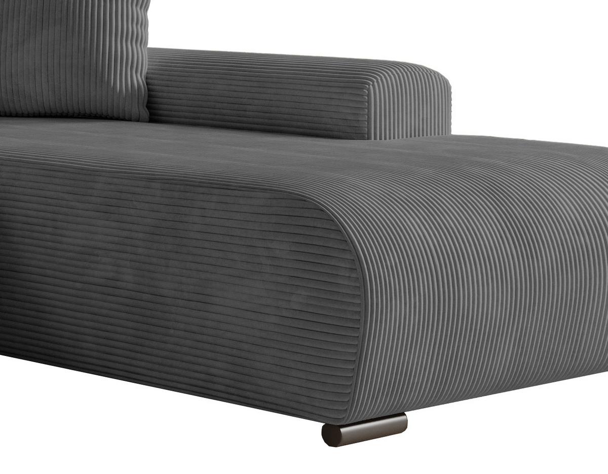 ECKSOFA Nelly mit Bettkasten und Schlaffunktion, Cordstoff in L-Form - Dunkelgrau, Textil (270/185cm)