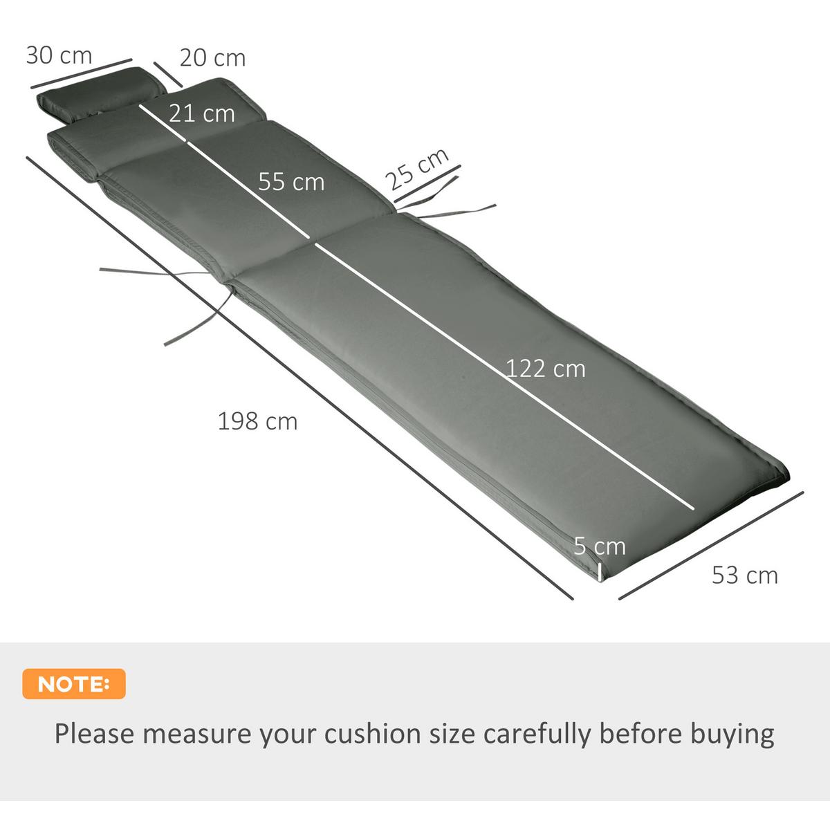 SITZKISSEN, Polyester, Baumwolle, Grau - Grau, Kunststoff (53/5/198cm) - Outsunny