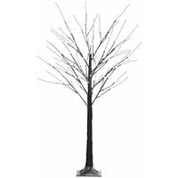 150 cm Kunstbaum, Birkenbaum mit 96 LED, Kunstschnee für Party, Braun - Braun, Kunststoff (22/150/22cm) - HOMCOM