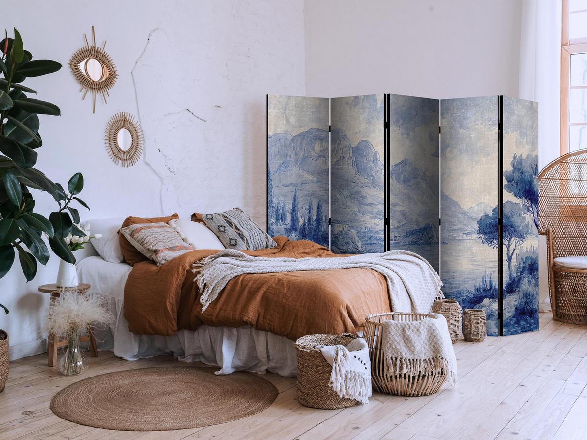 PARAVENT Akustik 5-tlg 225x172 cm Comer See - Blau, Holz/Textil (225/172/3cm) - Muralo