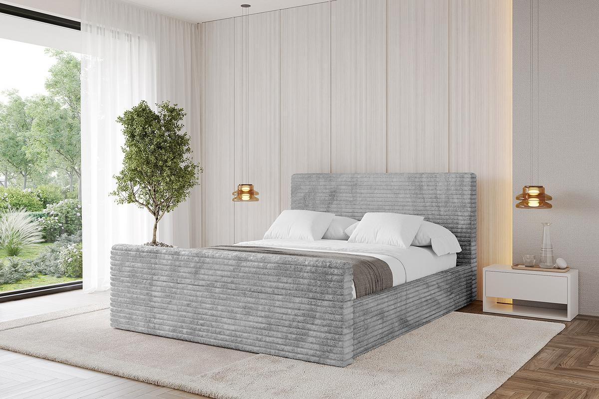 POLSTERBETT mit Bettkasten, Fußteil und Lattenrost, Boxbett mit Matratze H3/H4 - ALOVA-Z 120x200 Hellgrau - Hellgrau, Holzwerkstoff/Textil (120/200cm) - ALTDECOR