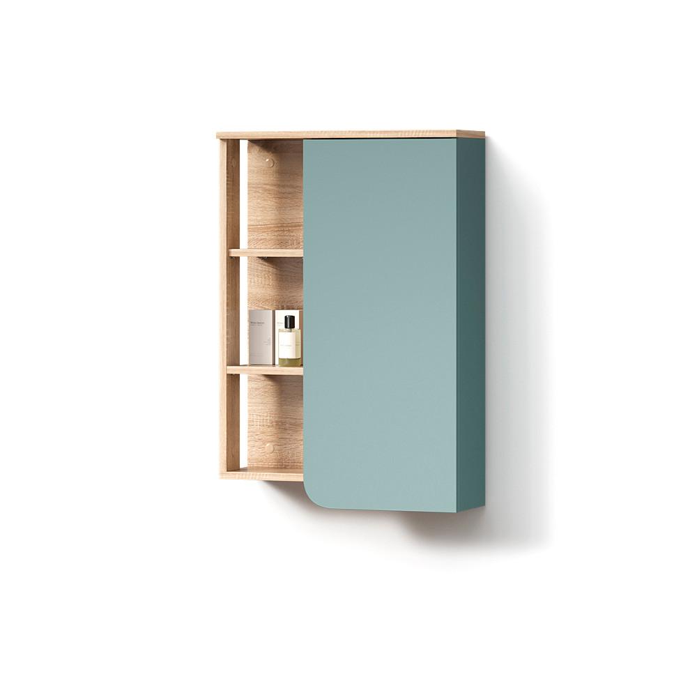 BADSCHRANK Marano Blau-Grau 50 x 75 cm mit Tür und offenen Fächern - Blaugrau, Holzwerkstoff (50/75/20cm) - Livinity®