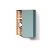 BADSCHRANK Marano Blau-Grau 50 x 75 cm mit Tür und offenen Fächern - Blaugrau, Holzwerkstoff (50/75/20cm) - Livinity®