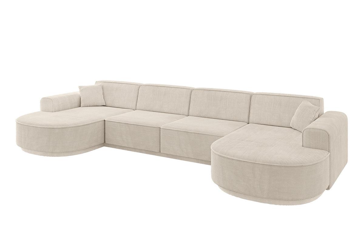 WOHNLANDSCHAFT MARI-U2 - 388x171x79 cm Beige Cord - Beige/Schwarz, Holzwerkstoff/Kunststoff (388/79/171cm) - ALTDECOR