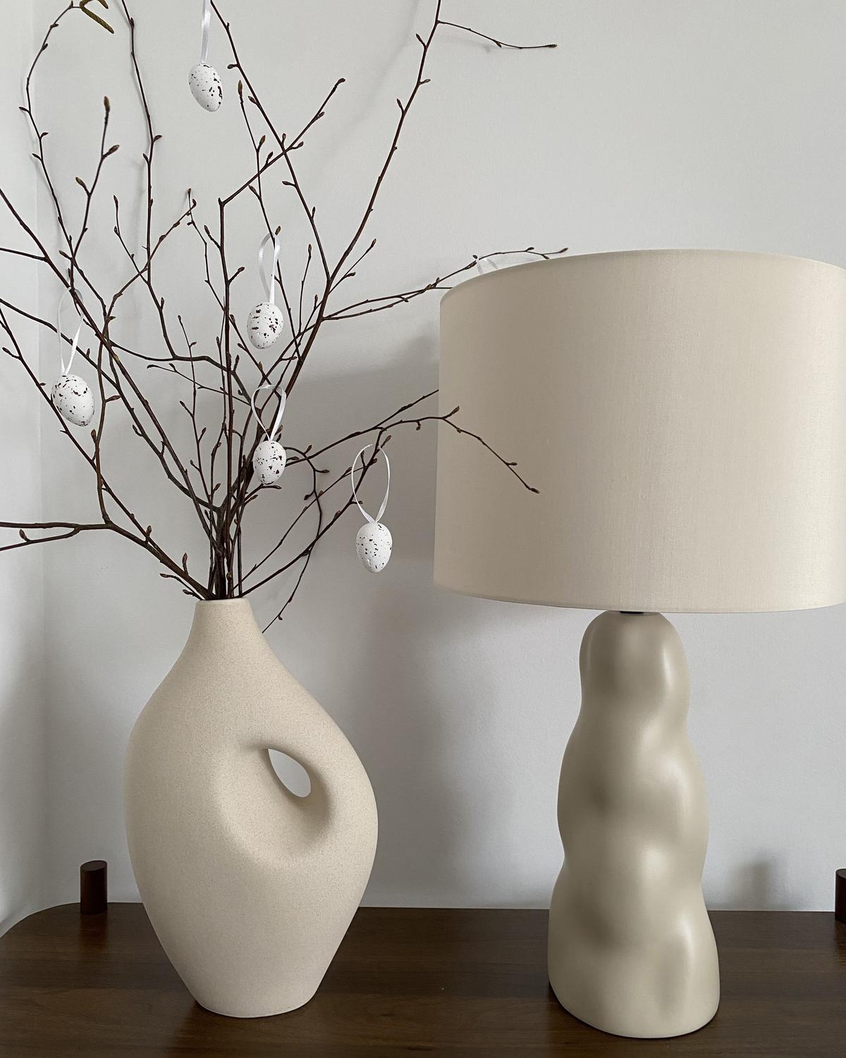 TISCHLEUCHTE Beige Vilar - Beige, Keramik (30/30/51cm) - Beliani