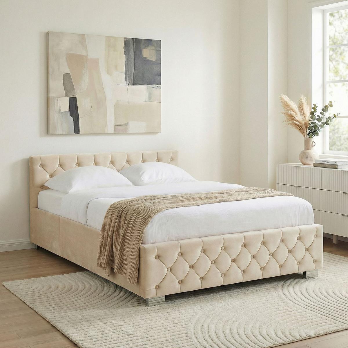 POLSTERBETT NURI 140x200 cm cremeweiß - Creme, Textil (140/200cm) - IDIMEX