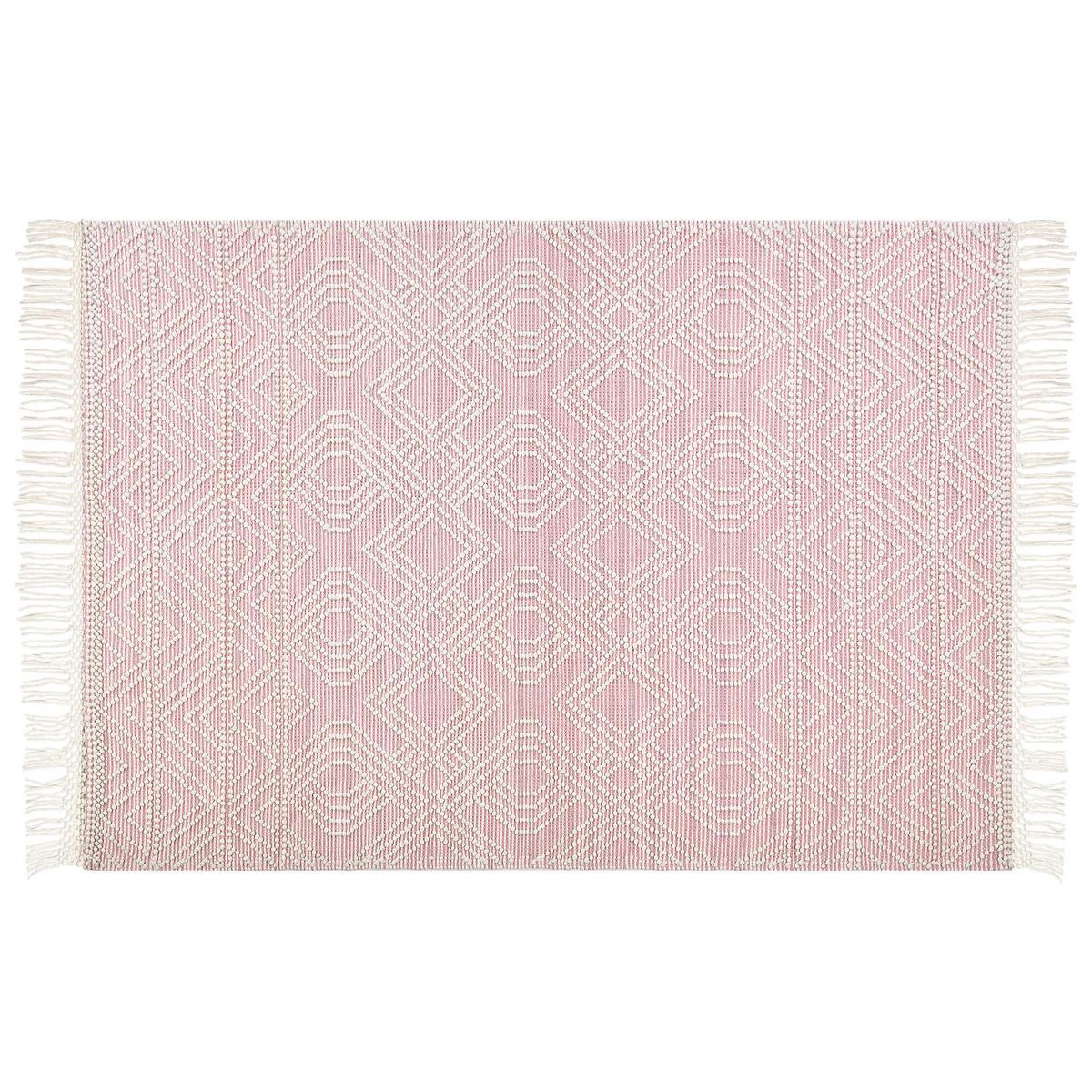 KURZFLOR-TEPPICH Adana 230/160 cm - Pink, Textil (160/230cm) - Beliani