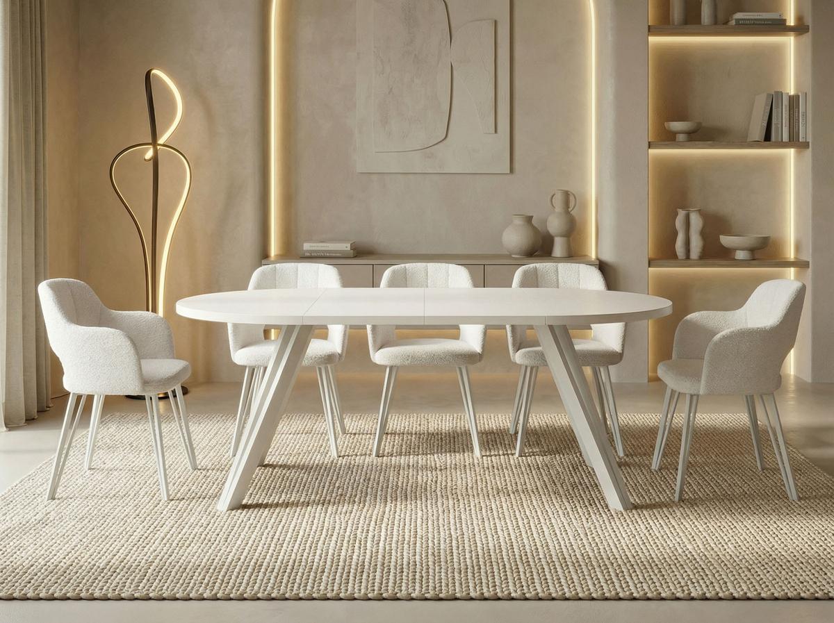 ESSTISCH Ravero runder ausziehbarer, Kaschmir 100-180/100/77 cm - Kaschmir/Beige, Holz/Holzwerkstoff (100/180/76.5cm) - WFL GROUP