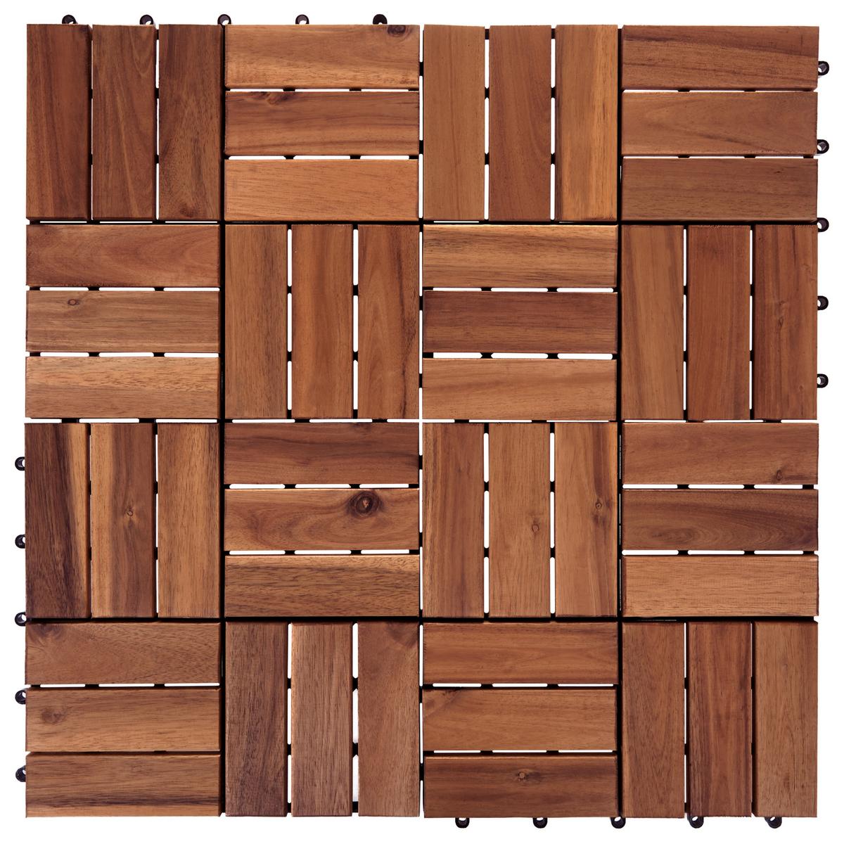 TERRASSENFLIESEN 10 Stück Braun Acerenza - Braun, Holz (30/30cm) - Beliani