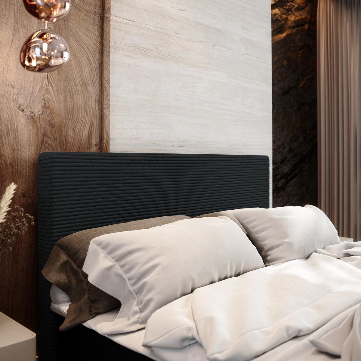 BOXBETT ALORIA 140x200 cm mit Matratze und Topper - Schwarz - Schwarz, Holz (140/200cm) - MASSENO