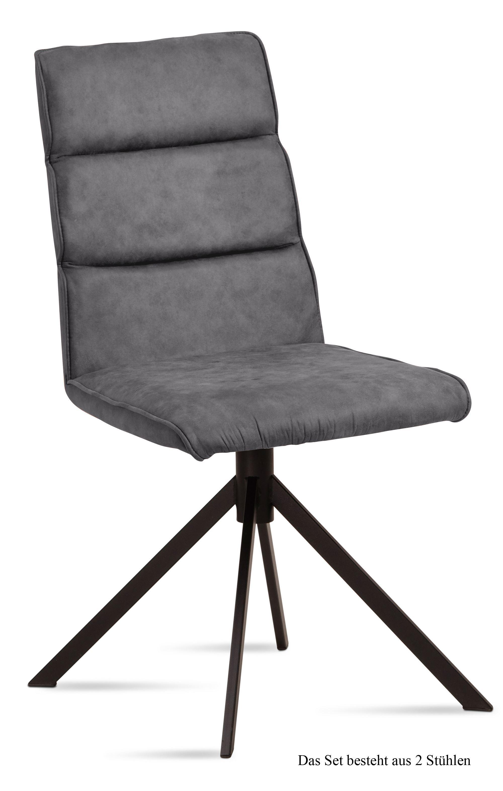 ESSZIMMERSTUHL (2er-Set) Drusy 47x92x60 Schwarz/Grau - Schwarz/Grau, Kunststoff (60/92/47cm) - 58aufmkessel
