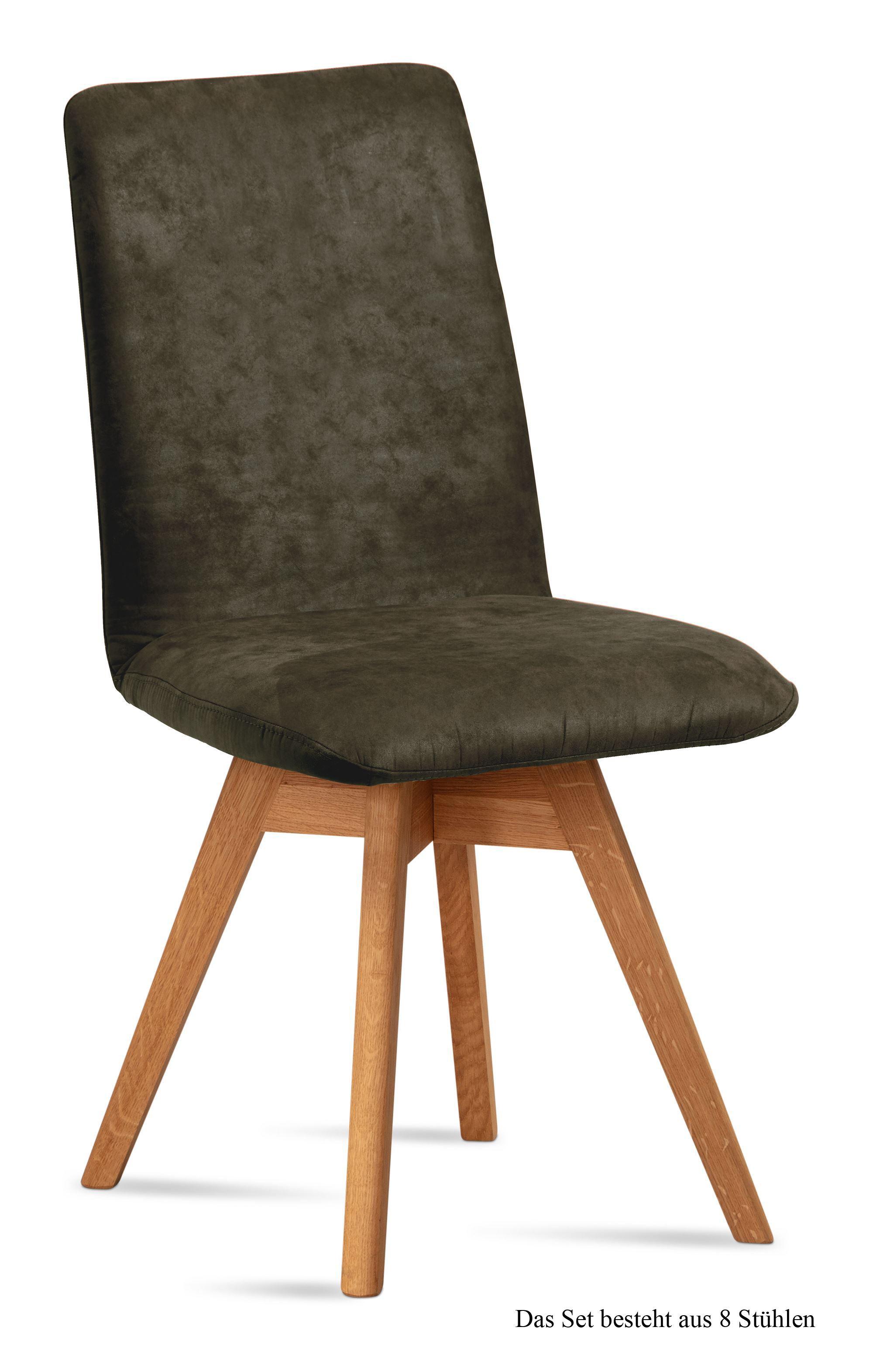 ESSZIMMERSTUHL drehbar (8er-Set) Donni 47x92x60 Eiche geölt/Khaki - Dunkelgrün/Eichefarben, Kunststoff (60/92/47cm) - 58aufmkessel