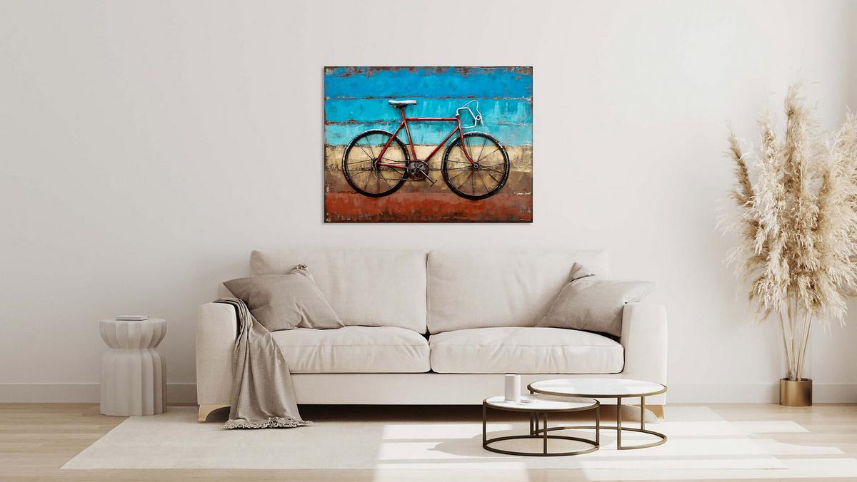 METALLBILD Blau 100/70 cm - Blau/Rot, Metall (3.2/70cm) - KUNSTLOFT